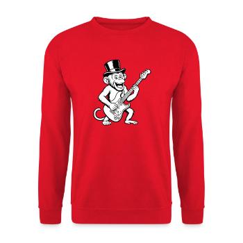 Singe cool avec guitare électrique dans le style rétro - Sweat-shirt Unisexe - rouge - Devant - Alina (178cm) & Michal (187cm)