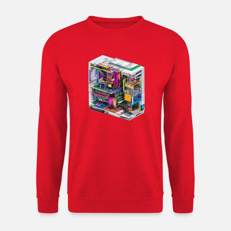 Buntes Innenleben eines Computers - Unisex Pullover - Rot