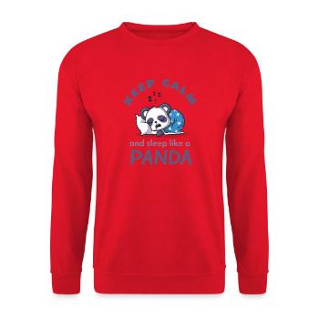 Keep Calm Panda Sleep Shirt - Unisex Sweatshirt - red - Front - Alina (178cm) & Michal (187cm)