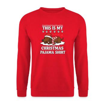 Funny Dog This Is My Christmas Pajama Shirt - Unisex Sweatshirt - red - Front - Alina (178cm) & Michal (187cm)