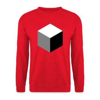 Geometric Cube Silhouette - Unisex Sweatshirt - red - Front - Alina (178cm) & Michal (187cm)