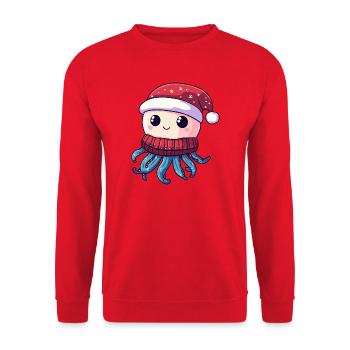 Qualle Weihnachten - Unisex Pullover - Rot - Vorne - Alina (178cm) & Michal (187cm)