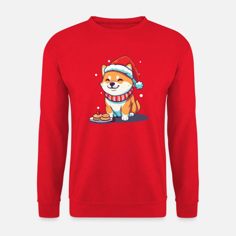 Weihnachts Shiba mit Santa Hut - Unisex Pullover - Rot