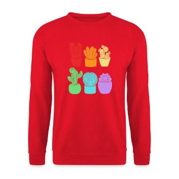 Cacti Plant Cactus - Unisex Sweatshirt - red - Front - Alina (178cm) & Michal (187cm)