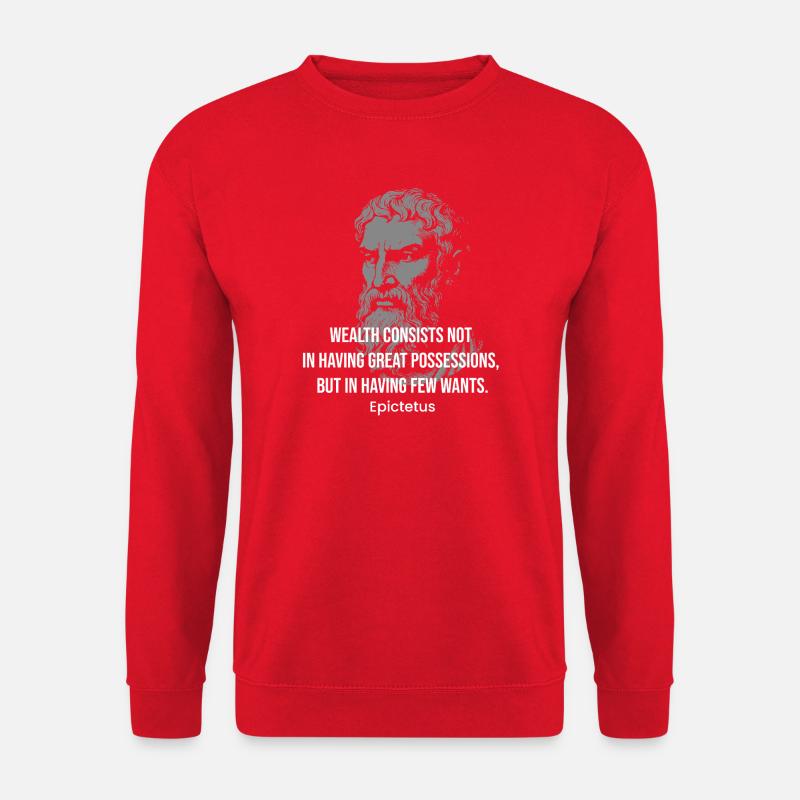 Epiktetus Reichtumszitat-Tee - Unisex Pullover - Rot