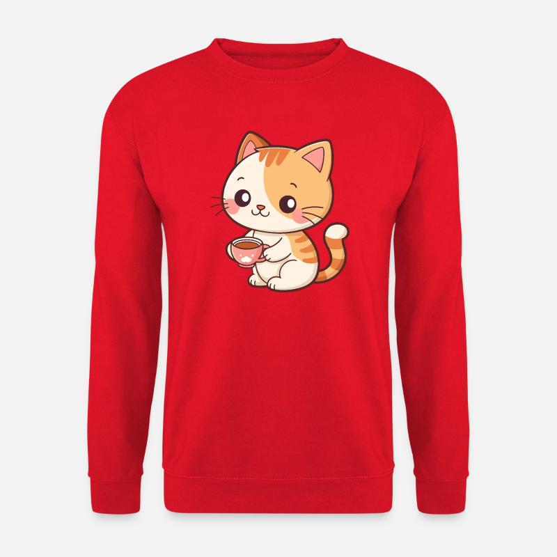 Niedliche Kaffee-Latte-Katze - Unisex Pullover - Rot