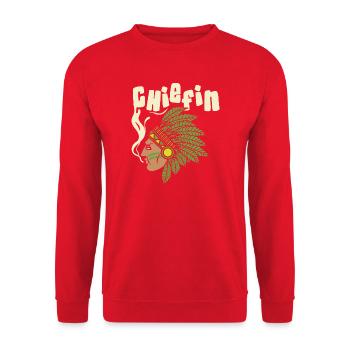 Chiefin Headdress Profile Illustration Design - Unisex Sweatshirt - red - Front - Alina (178cm) & Michal (187cm)