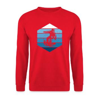 Minimalist snowboard motif - Unisex Sweatshirt - red - Front - Alina (178cm) & Michal (187cm)