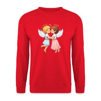 Two angels in love – heavenly embrace - Unisex Sweatshirt - red - Front - Alina (178cm) & Michal (187cm)