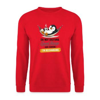 Penguin Recharging Hammock - Unisex Sweatshirt - red - Front - Alina (178cm) & Michal (187cm)