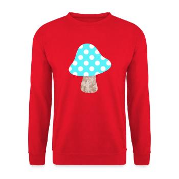 Pilz hellblau Dots Punkte Glück Kinderzimmer Wald - Unisex Pullover - Rot - Vorne - Alina (178cm) & Michal (187cm)