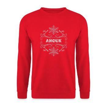 Maedchenname Anouk - Unisex Pullover - Rot - Vorne - Alina (178cm) & Michal (187cm)