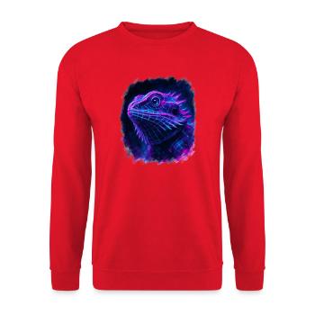 Bearded Dragon Cyberpunk Neon Synthwave - Unisex Sweatshirt - red - Front - Alina (178cm) & Michal (187cm)
