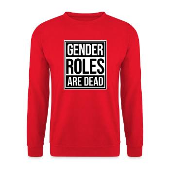 Gender Roles Are Dead Statement Freiheit Spruch - Unisex Pullover - Rot - Vorne - Alina (178cm) & Michal (187cm)