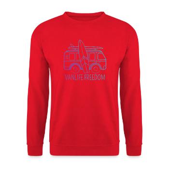 Vanlife_Freedom - Unisex Sweatshirt - red - Front - Alina (178cm) & Michal (187cm)