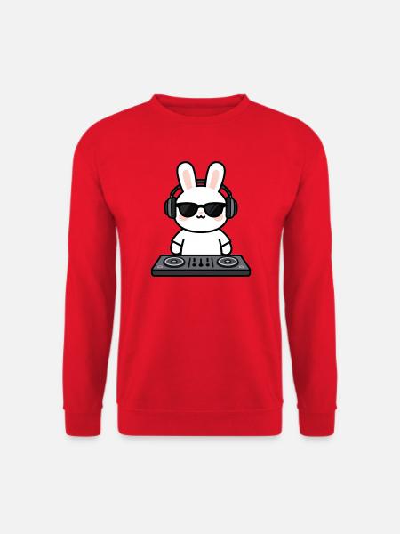 Hase Kaninchen als Dj am Mischpult - Unisex Pullover - Rot