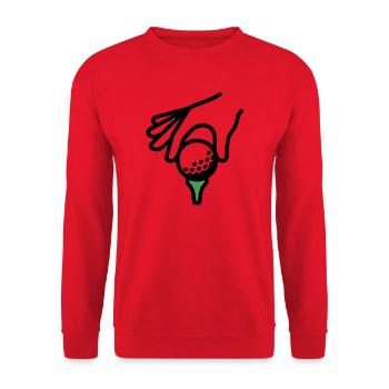 Golfball Abschlag Tee Golfsport Golfclub Golfer - Unisex Pullover - Rot - Vorne - Alina (178cm) & Michal (187cm)