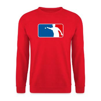 Petanque Boule Logo Major League USA France Sty - Unisex Pullover - Rot - Vorne - Alina (178cm) & Michal (187cm)