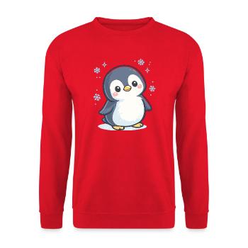 Cuddle Penguin Winter Magic - Unisex Sweatshirt - red - Front - Alina (178cm) & Michal (187cm)