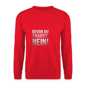 Bevor du Fragst Nein Sprüche - Unisex Pullover - Rot - Vorne - Alina (178cm) & Michal (187cm)