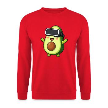 Avocado Cartoon Gamer Virtual Reality Comic - Unisex Pullover - Rot - Vorne - Alina (178cm) & Michal (187cm)