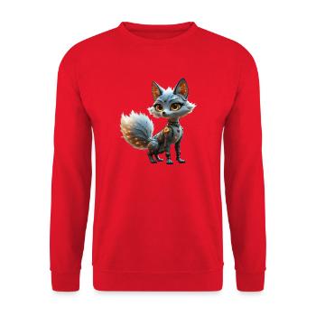 Cyber Renard Bleu - Sweat-shirt Unisexe - rouge - Devant - Alina (178cm) & Michal (187cm)