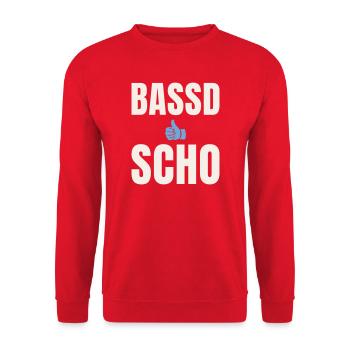 Bassd scho - Bavarois qui dit pouce levé - Sweat-shirt Unisexe - rouge - Devant - Alina (178cm) & Michal (187cm)