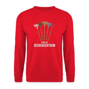 Rechenzentrum Gartenarbeit Landschftsgärtner - Unisex Pullover - Rot - Vorne - Alina (178cm) & Michal (187cm)