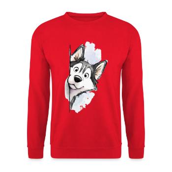 Coucou Husky 🐺🐾 Sibérien - Sweat-shirt Unisexe - rouge - Devant - Alina (178cm) & Michal (187cm)