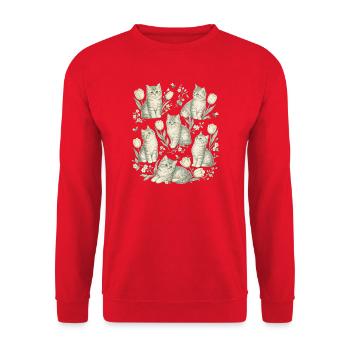 Kätzchennatur - Unisex Pullover - Rot - Vorne - Alina (178cm) & Michal (187cm)
