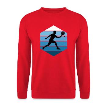 Padel Trainer Fans und Padel Bälle passen zusammen - Unisex Pullover - Rot - Vorne - Alina (178cm) & Michal (187cm)