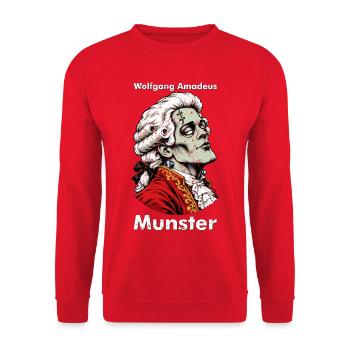 Wolfgang Amadeus Munster – ein Monster mit Klasse - Unisex Pullover - Rot - Vorne - Alina (178cm) & Michal (187cm)