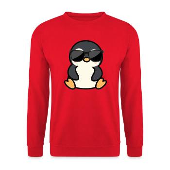 Cooler Pinguin - Unisex Pullover - Rot - Vorne - Alina (178cm) & Michal (187cm)