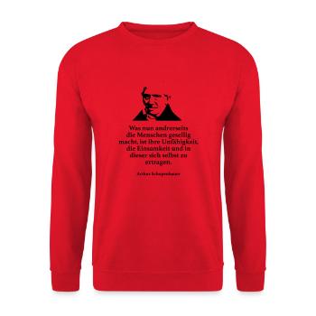 Schopenhauer: Was nun andrerseits die Menschen ge - Unisex Pullover - Rot - Vorne - Alina (178cm) & Michal (187cm)