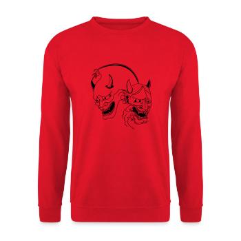hannya masken - Unisex Pullover - Rot - Vorne - Alina (178cm) & Michal (187cm)