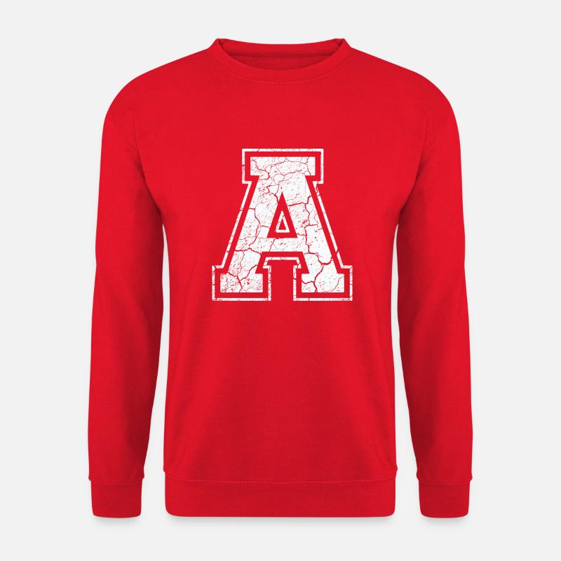 Buchstabe A in weiß im Vintage-Look - Unisex Pullover - Rot