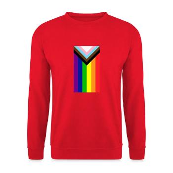 Homosexuell Stolz Regenbogenfahne - Unisex Pullover - Rot - Vorne - Alina (178cm) & Michal (187cm)