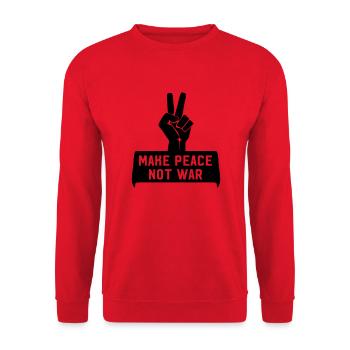 Make Peace Not War Hand mit Peacezeichen - Unisex Pullover - Rot - Vorne - Alina (178cm) & Michal (187cm)