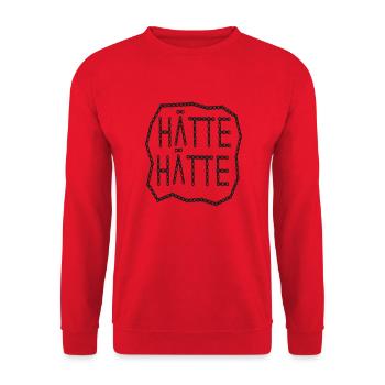 Hätte Hätte Fahrradkette - Unisex Pullover - Rot - Vorne - Alina (178cm) & Michal (187cm)