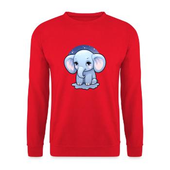 Baby Elefant Kawaii - Unisex Pullover - Rot - Vorne - Alina (178cm) & Michal (187cm)