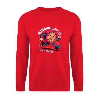 Running Late is My Cardio - Unisex Sweatshirt - red - Front - Alina (178cm) & Michal (187cm)