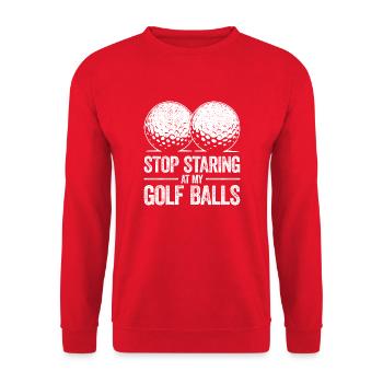 S’il vous plaît, ne regardez pas mes balles de golf - Sweat-shirt Unisexe - rouge - Devant - Alina (178cm) & Michal (187cm)
