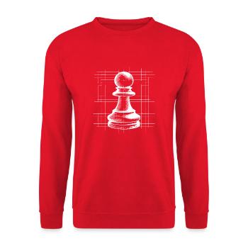 Bauernfigur vom Schachbrett - Unisex Pullover - Rot - Vorne - Alina (178cm) & Michal (187cm)
