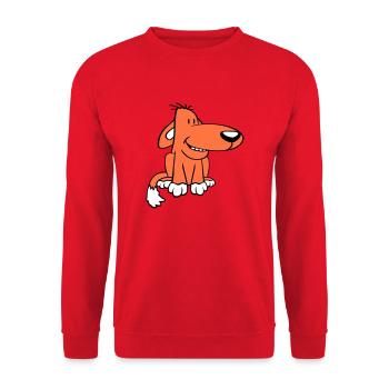 Chien Assis Mignon Drôle Heureux Comique Animal de compagnie - Sweat-shirt Unisexe - rouge - Devant - Alina (178cm) & Michal (187cm)