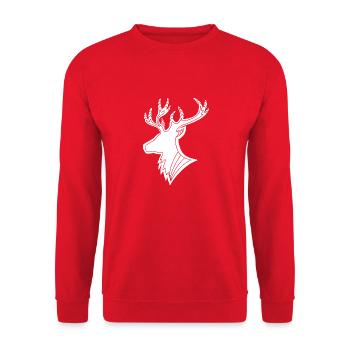 Majestätische Hirsch-Silhouette - Unisex Pullover - Rot - Vorne - Alina (178cm) & Michal (187cm)