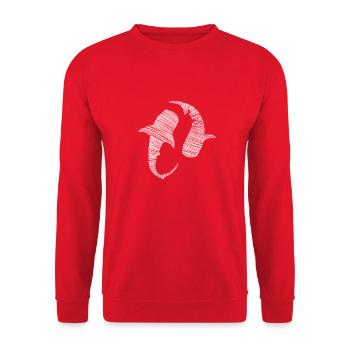 Zwei Walhaie in eleganter Line-Art - Unisex Pullover - Rot - Vorne - Alina (178cm) & Michal (187cm)