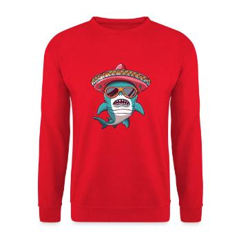 Hai Comic Lustig Sombrero - Unisex Pullover - Rot - Vorne - Alina (178cm) & Michal (187cm)