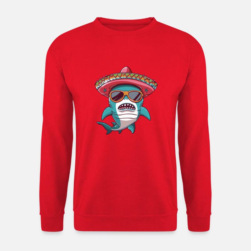 Hai Comic Lustig Sombrero - Unisex Pullover - Rot