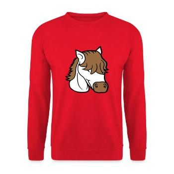 Horse Cute Long Bob Cut Hair Smiles Cute - Unisex Sweatshirt - red - Front - Alina (178cm) & Michal (187cm)