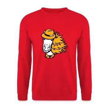 cheval homme chapeau costume cravate détective garçon cool - Sweat-shirt Unisexe - rouge - Devant - Alina (178cm) & Michal (187cm)